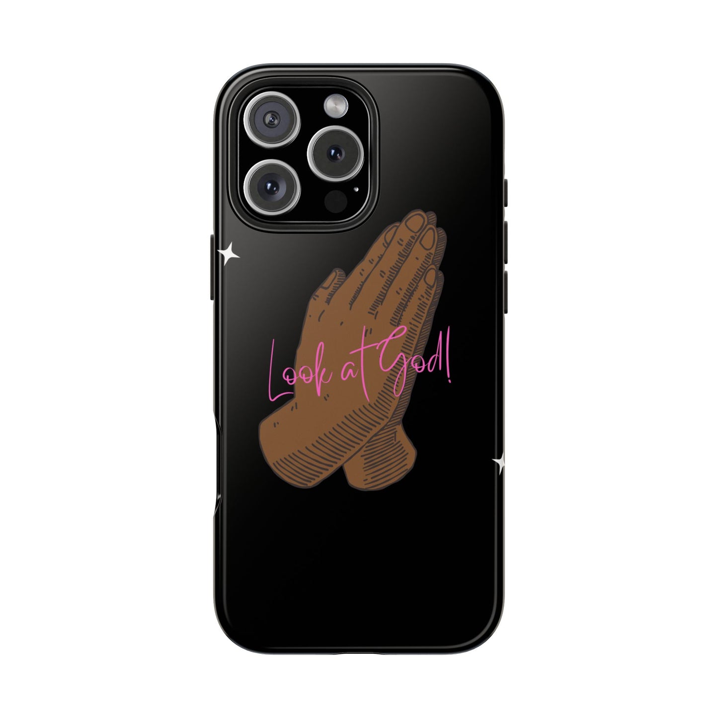 Phone Cases - 'Look at God' Praying Hands Religious Design Tough Case for iPhone