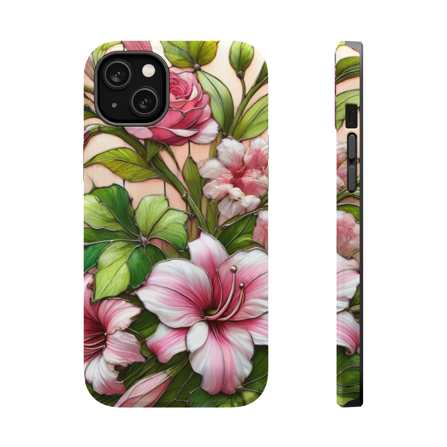 Elegant Pink & Green Floral MAGNETIC Tough Cases - Durable Phone Protection