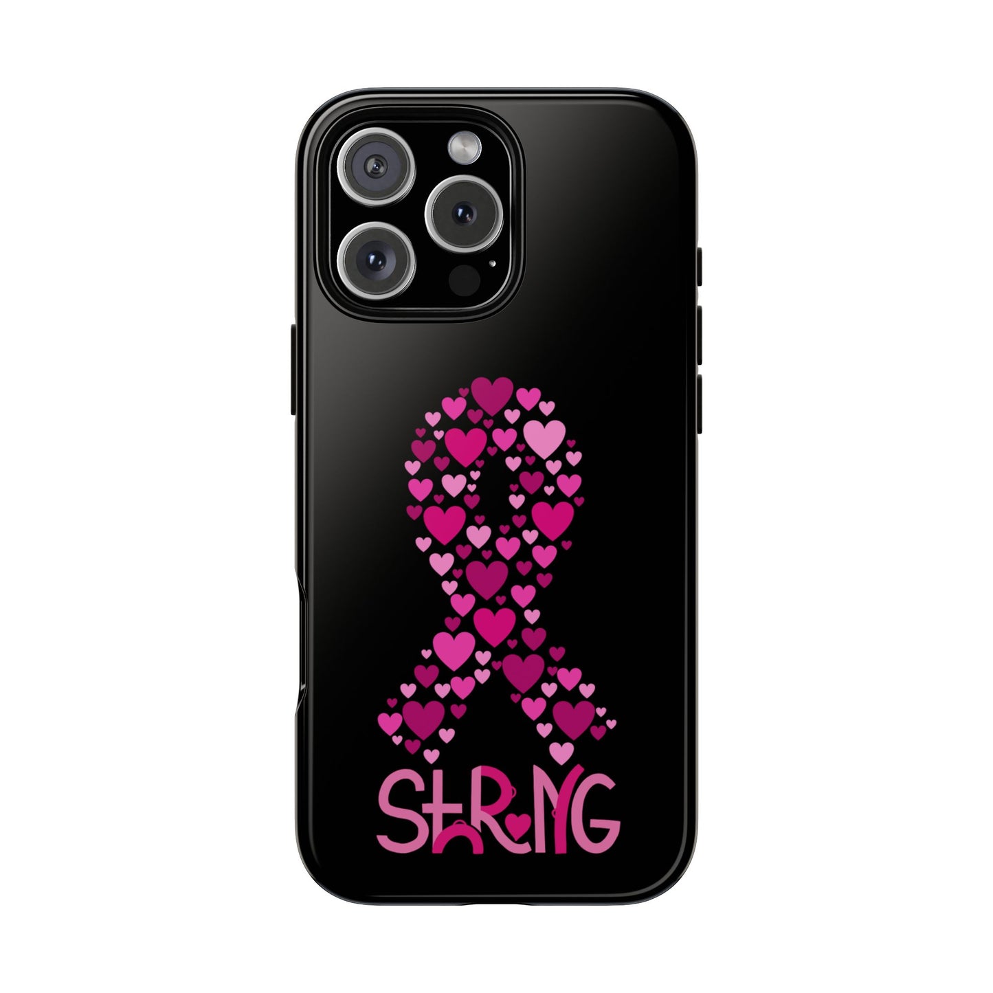Pink Ribbon Phone Case - Strong Heart Design, Cancer Awareness, Gift for Supporters for IPhone