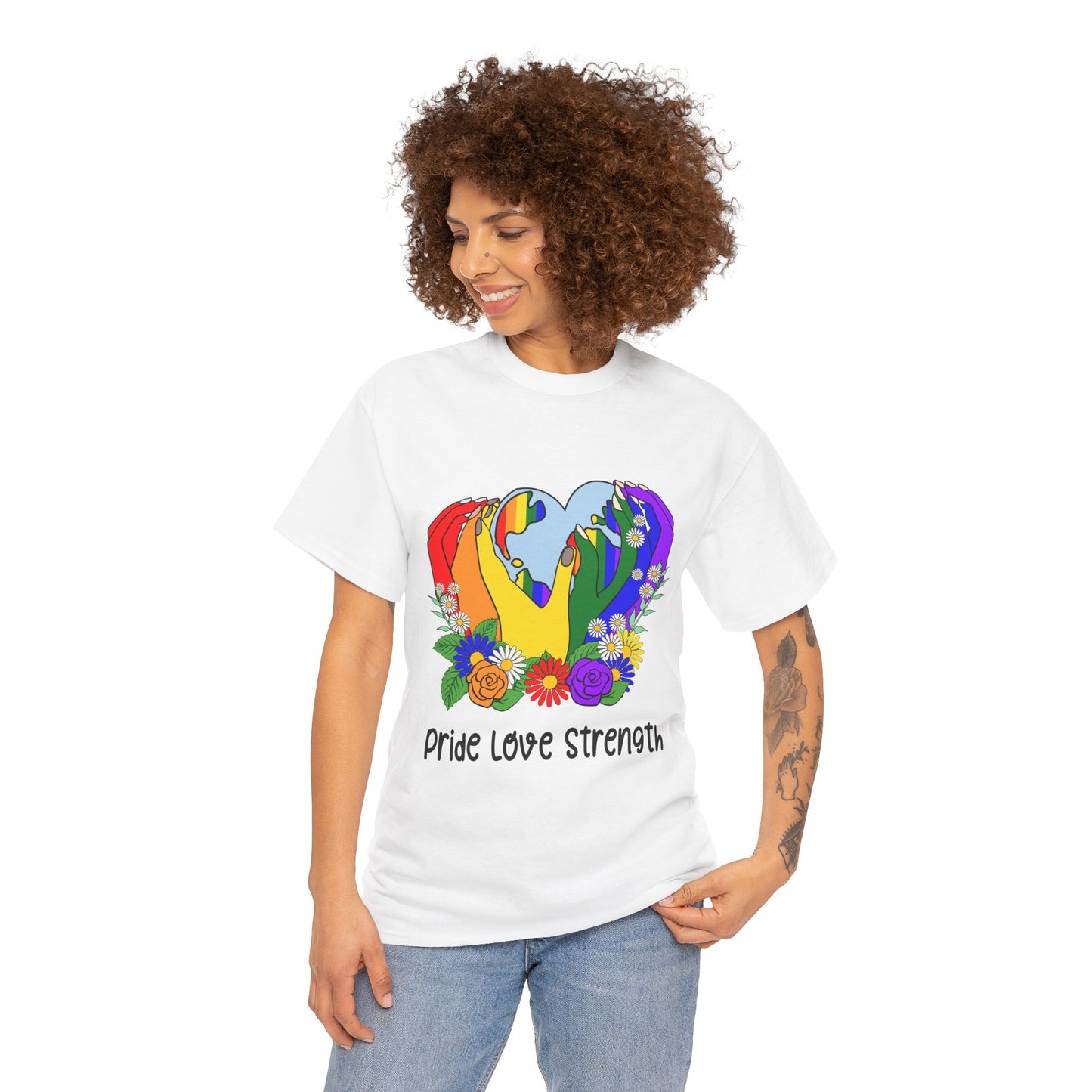 Pride Love Strength Unisex Cotton Tee - Celebrate Diversity and Unity