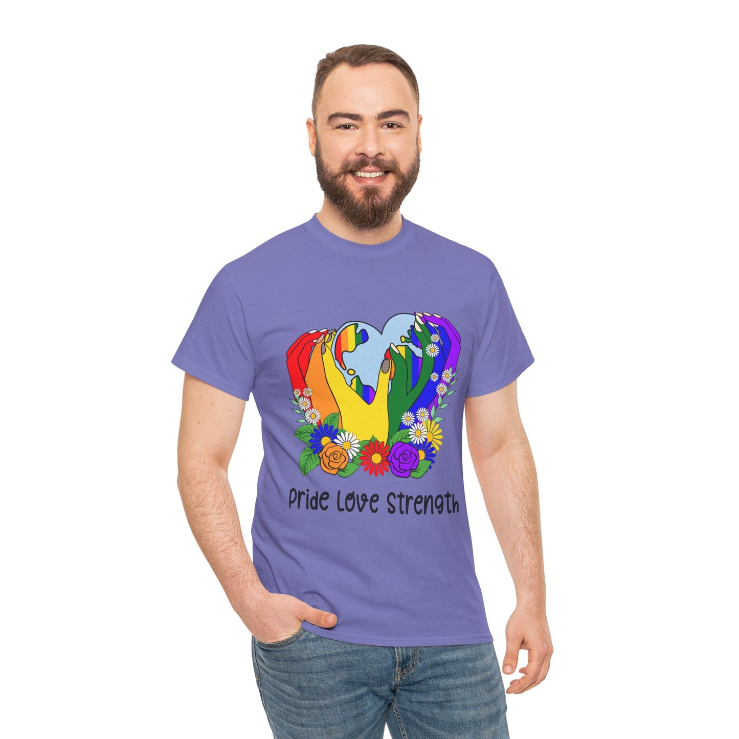 Pride Love Strength Unisex Cotton Tee - Celebrate Diversity and Unity