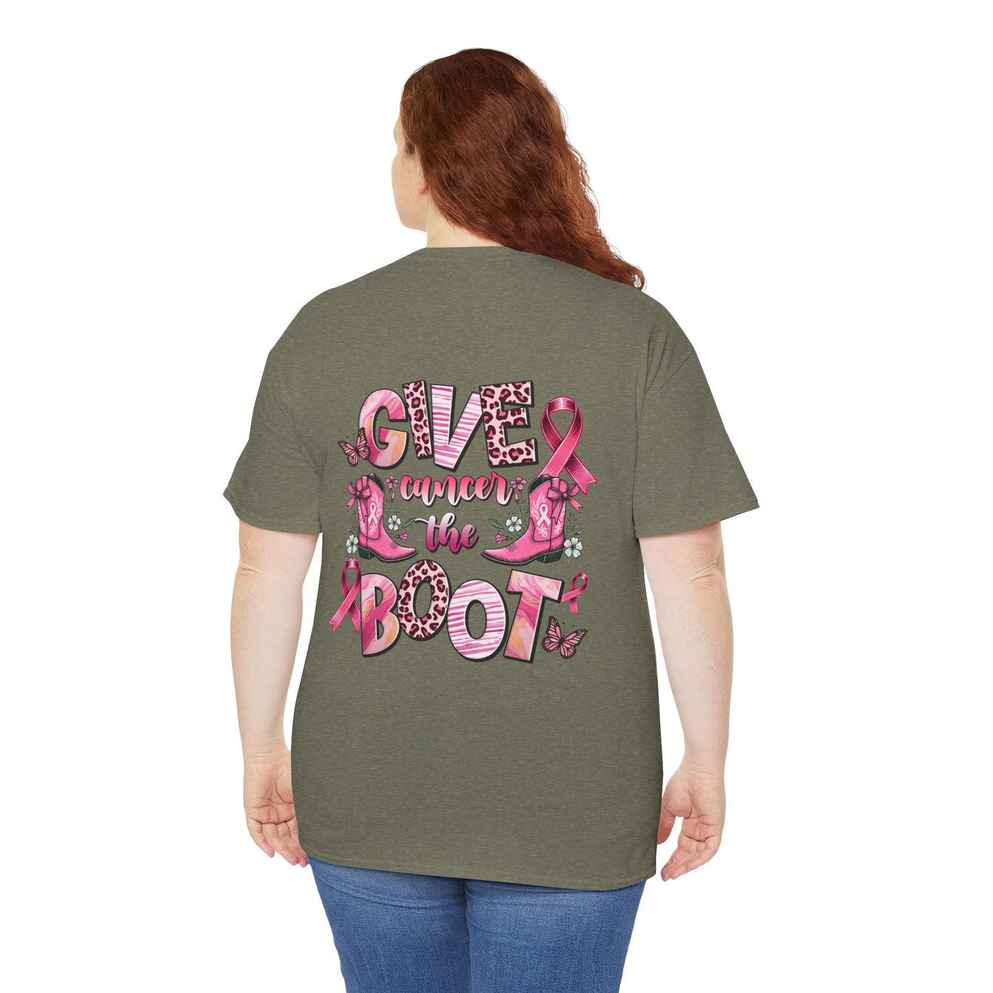 Breast Cancer Awareness Tee - "Give Cancer the Boot" Unisex Cotton Shirt