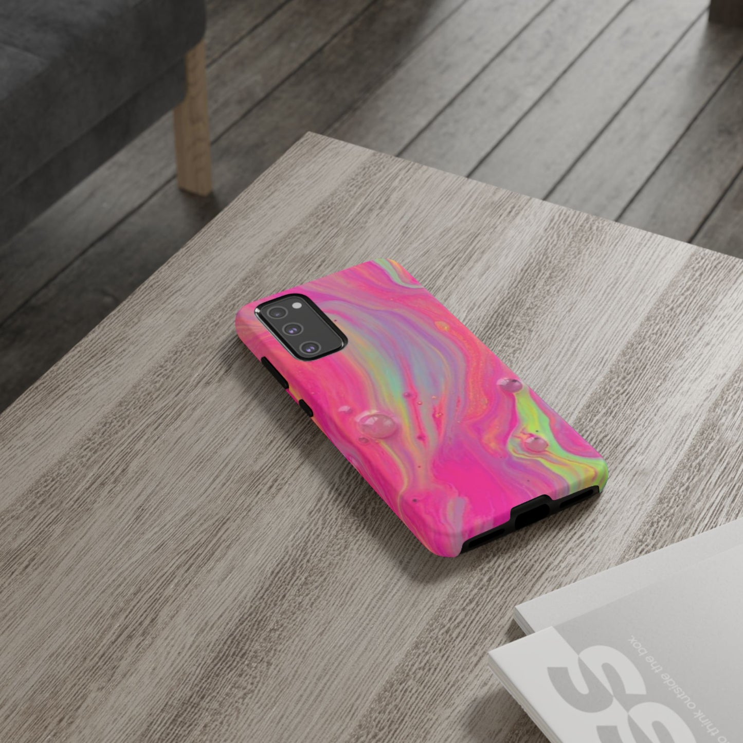 Pink Trendy Futuristic Tough Phone Case with Colorful Abstract Design for Samsung