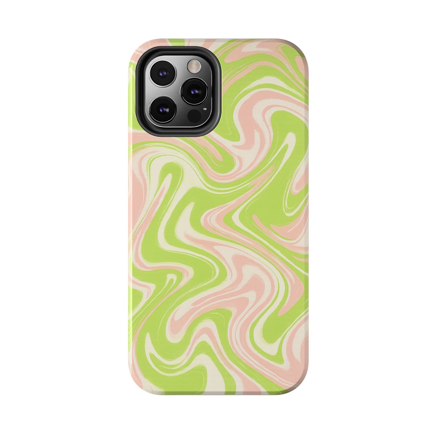 Pink & Green Stylish Tough Phone Case, Durable Protection, Gift for Friends, Colorful Marble Design