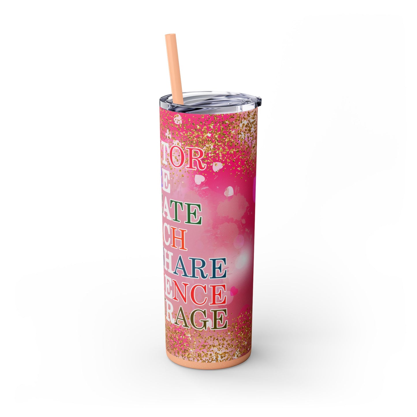 Mentor, Inspire, Educate... Teacher Inspirational Skinny Tumbler with Straw - 20oz