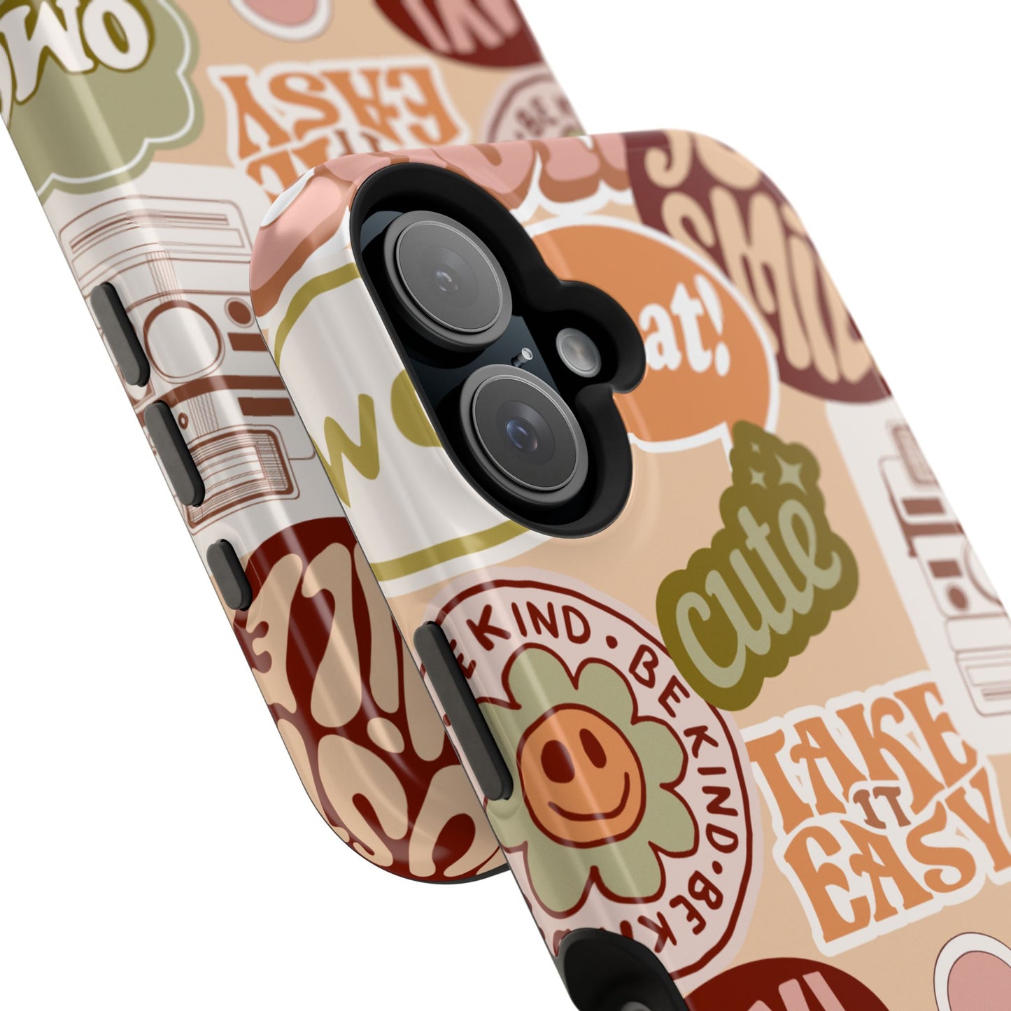 Cute Retro, Positive Affirmation Sticker Phone Case, Funky Phone Cover, Vibrant Design, Ideal Gift for Teens