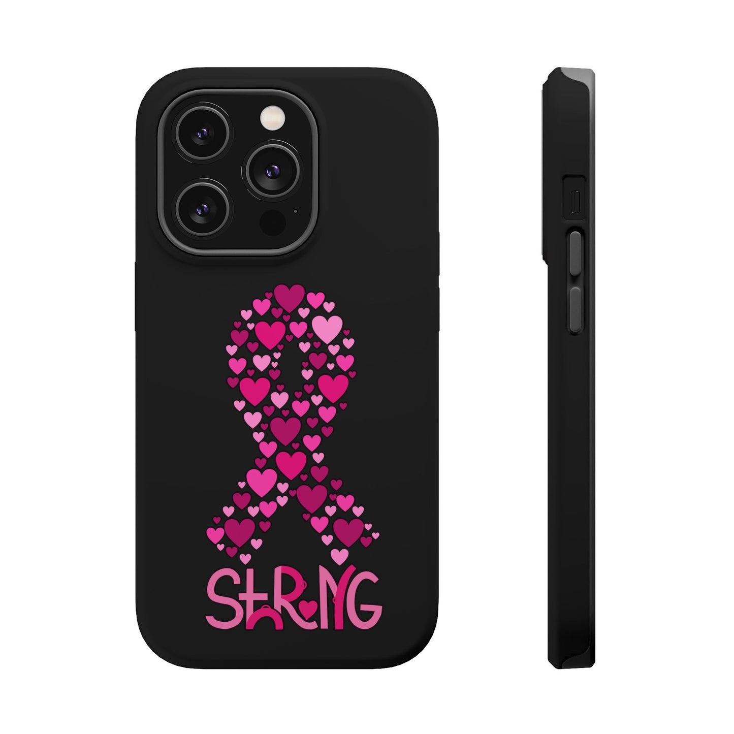 Pink Ribbon Magnetic Phone Case - Strong Heart Design, Cancer Awareness, Gift for Supporters for IPhone