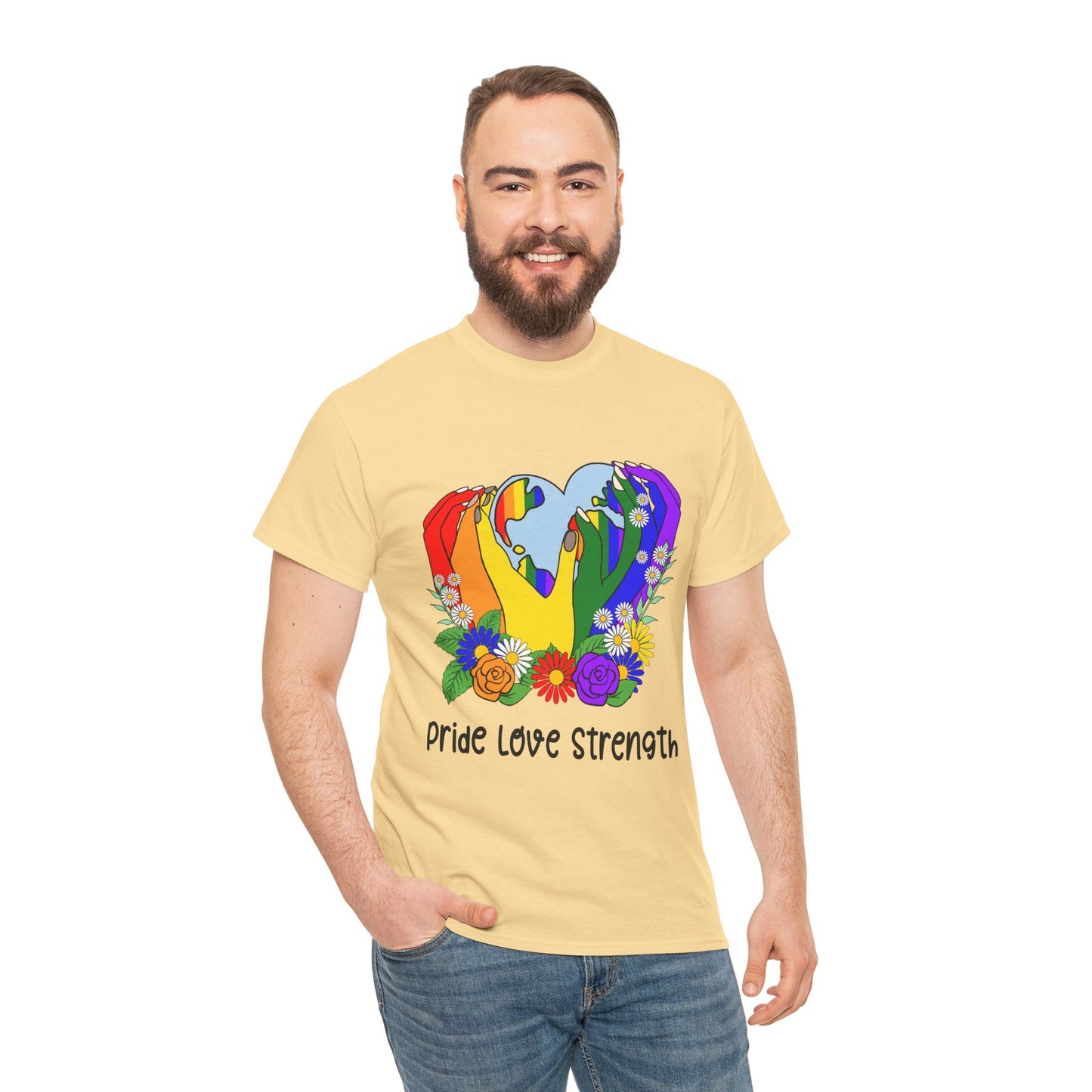 Pride Love Strength Unisex Cotton Tee - Celebrate Diversity and Unity