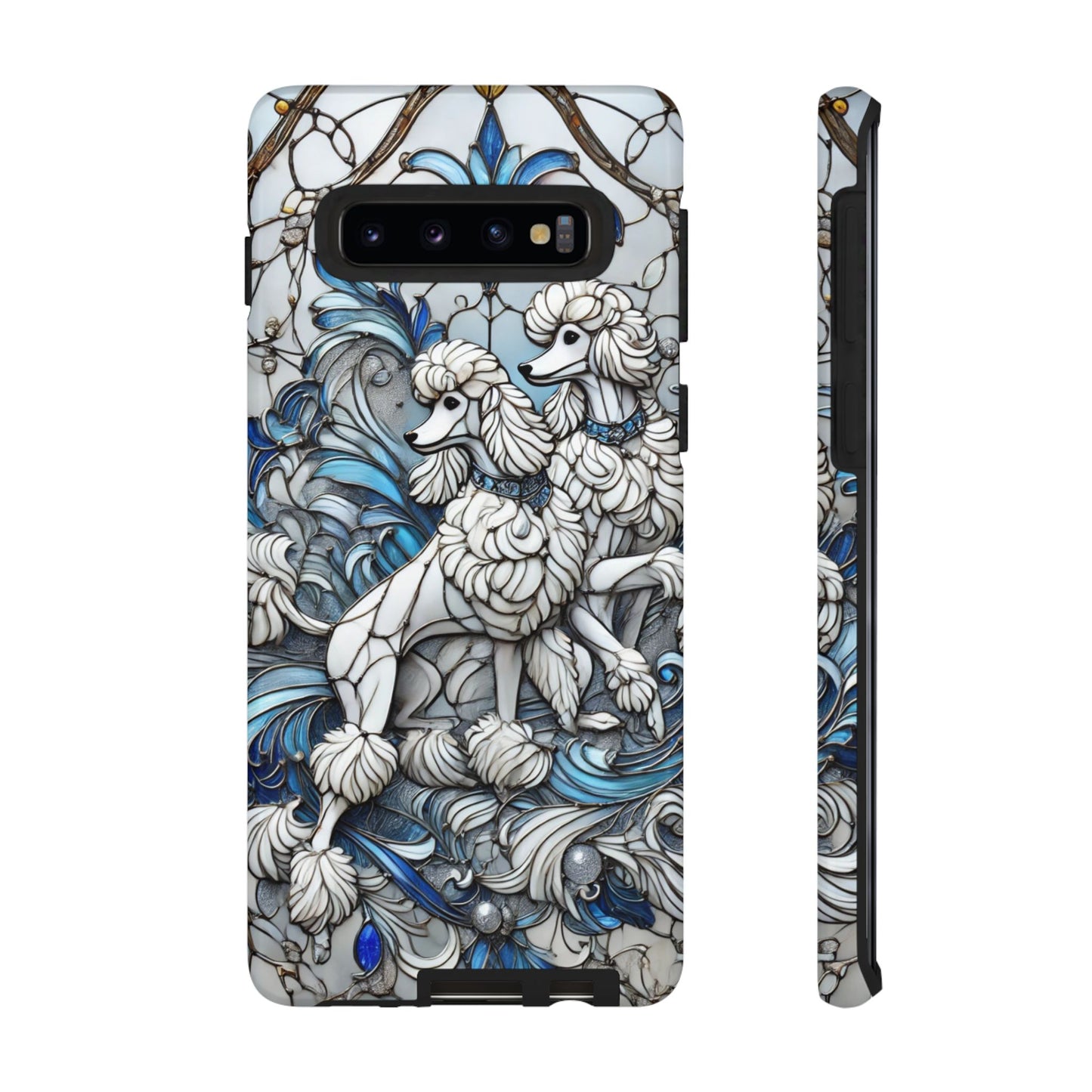 Phone Case - Elegant Blue and White Poodle Art for Samsung Phone