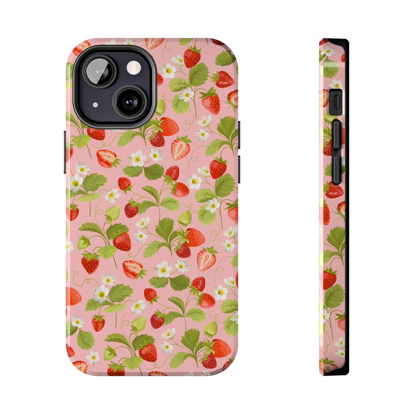 Strawberry Floral Tough Phone Case, Cute Phone Cover, Nature Lovers Gift, Summer Vibe, Durable Phone Protector, Trendy Tech Accessory