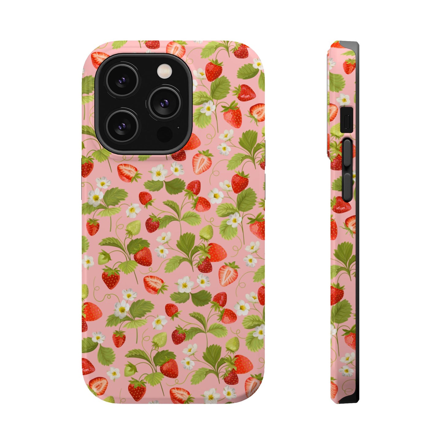 Strawberry Pattern Magnetic Phone Case, Fruit Lover’s Accessory, Cute Gift, Summer Vibe, Phone Protection