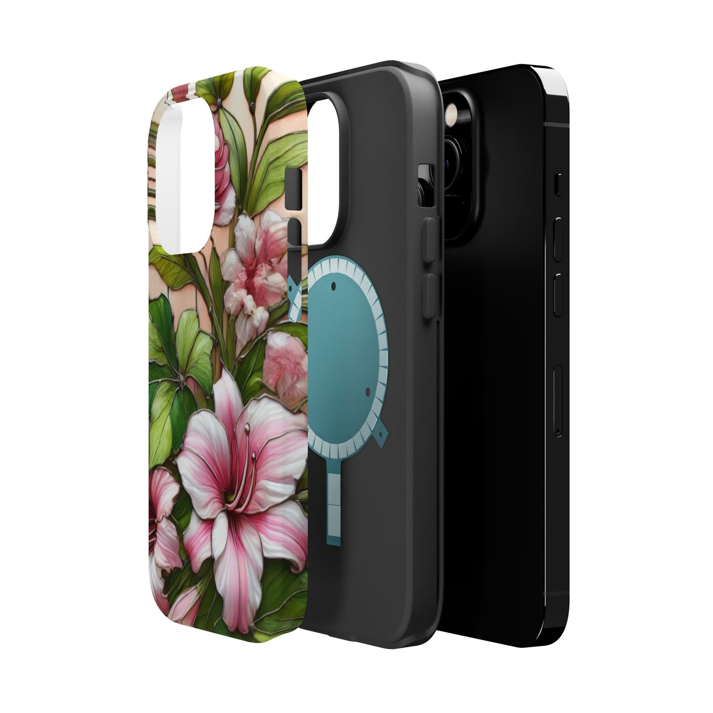 Elegant Pink & Green Floral MAGNETIC Tough Cases - Durable Phone Protection