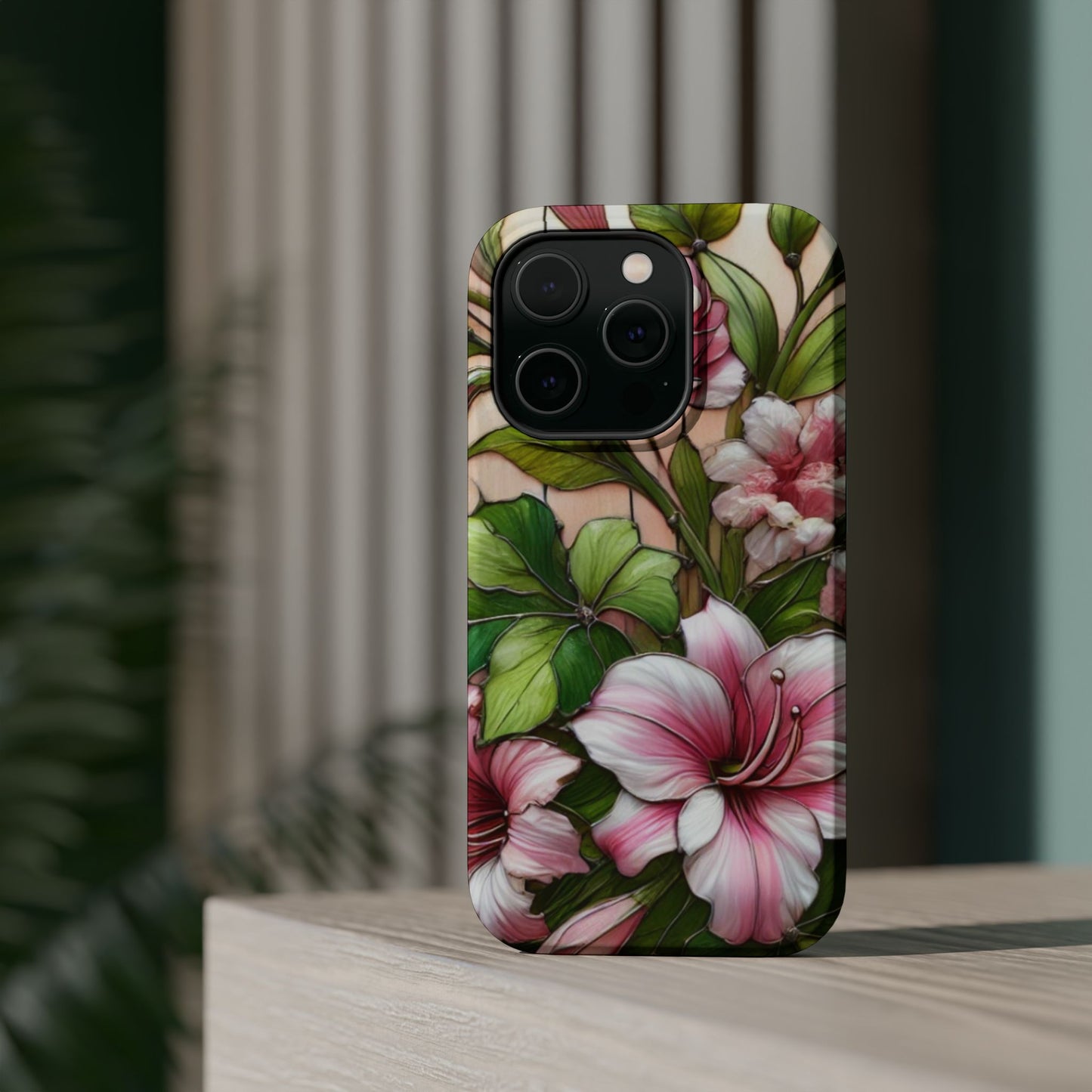 Elegant Pink & Green Floral MAGNETIC Tough Cases - Durable Phone Protection