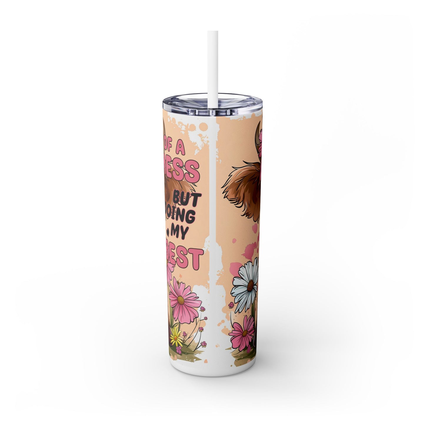Cute Cow Tumbler with Straw | 20oz |A BIT OF A MESS BUT I'M DOING MY BEST Gift for Birthdays & Special Occasions