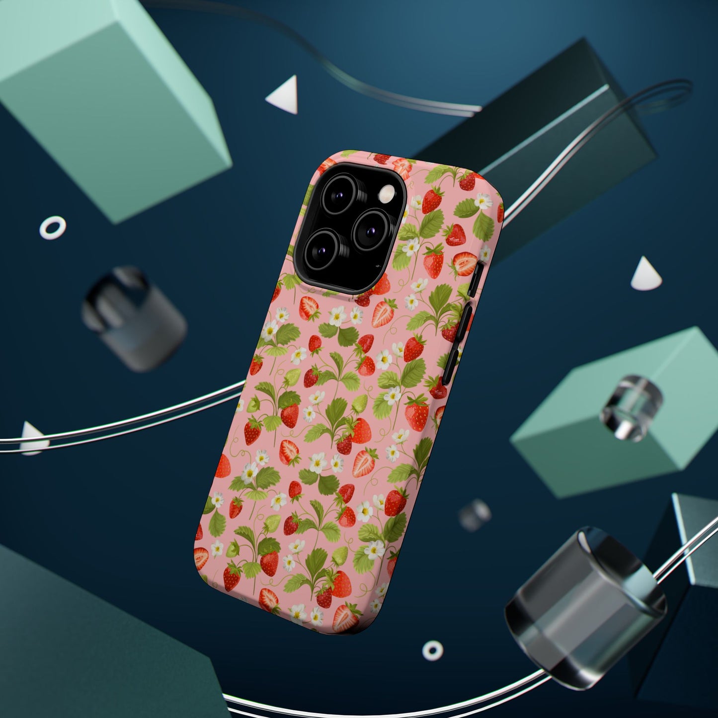 Strawberry Pattern Magnetic Phone Case, Fruit Lover’s Accessory, Cute Gift, Summer Vibe, Phone Protection