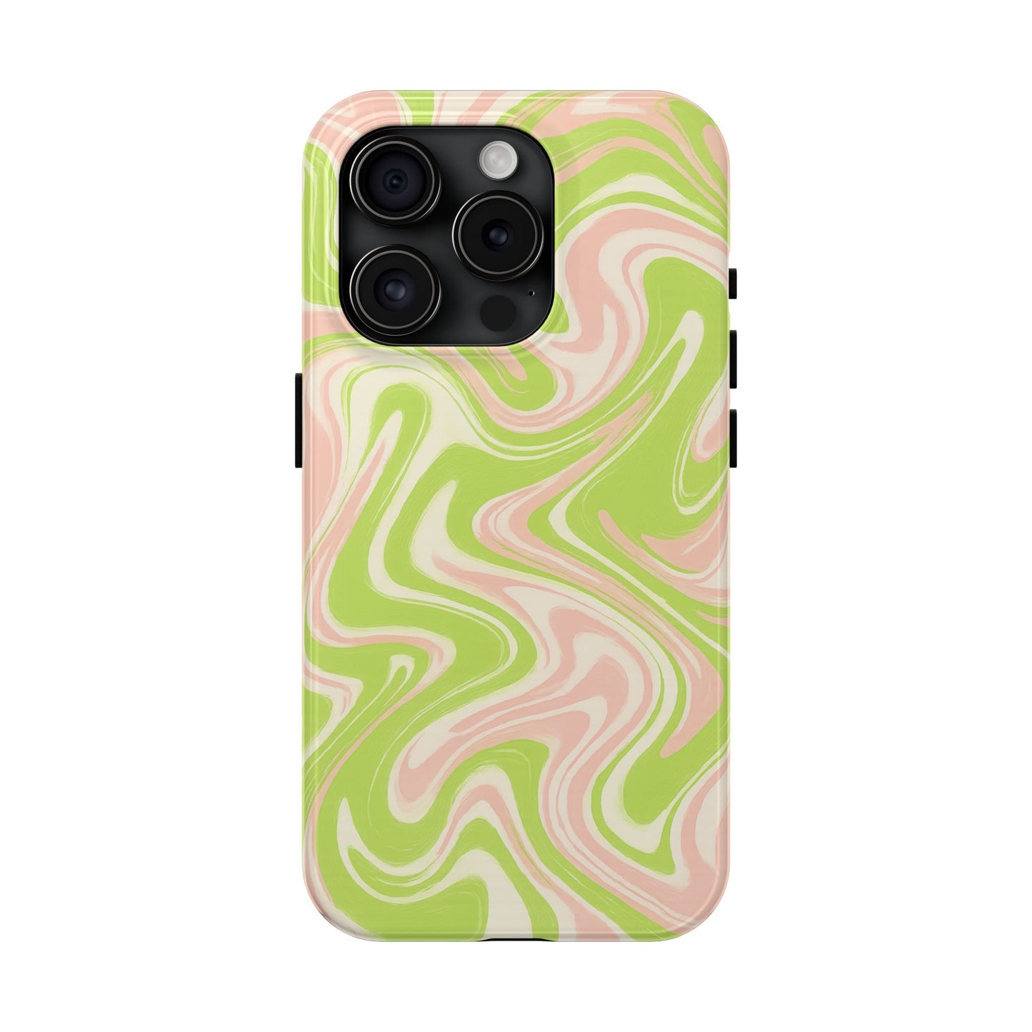 Pink & Green Stylish Tough Phone Case, Durable Protection, Gift for Friends, Colorful Marble Design