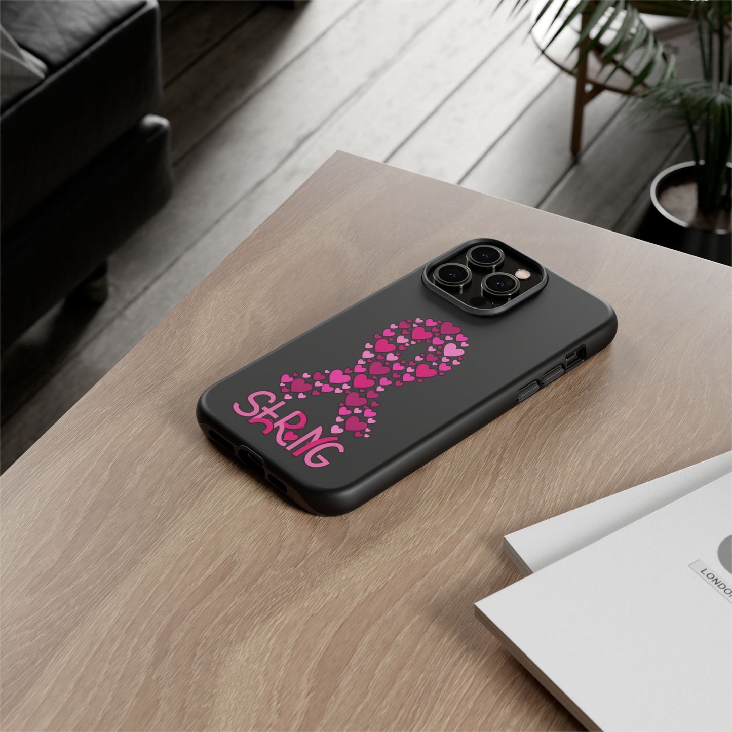 Pink Ribbon Phone Case - Strong Heart Design, Cancer Awareness, Gift for Supporters for IPhone