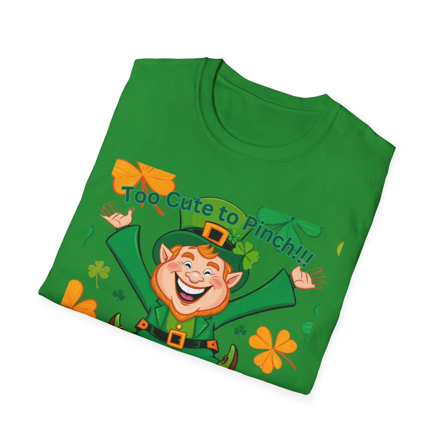 Cute St. Patrick's Day T-Shirt - 'Too Cute to Pinch' Unisex Softstyle Tee