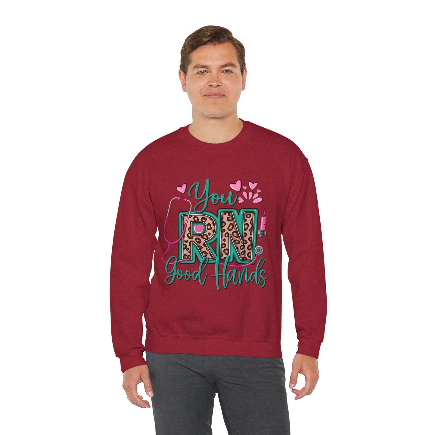 You RN Good Hands Sweatshirt - Cozy Unisex Crewneck for Nurses
