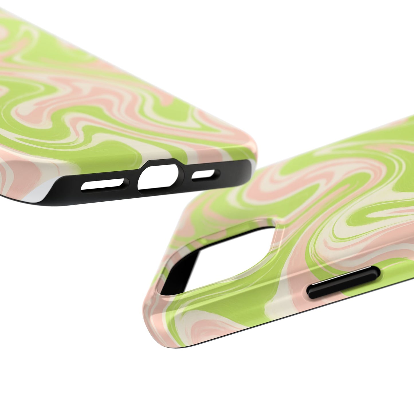 Pink & Green Stylish Tough Phone Case, Durable Protection, Gift for Friends, Colorful Marble Design