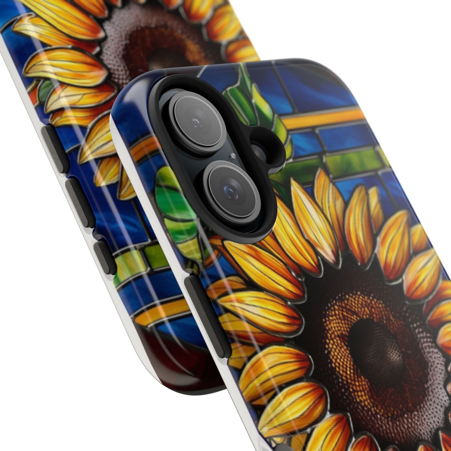 Vibrant Sunflower Tough Phone Case with Stained Glass Effect - Durable & Stylish Protection