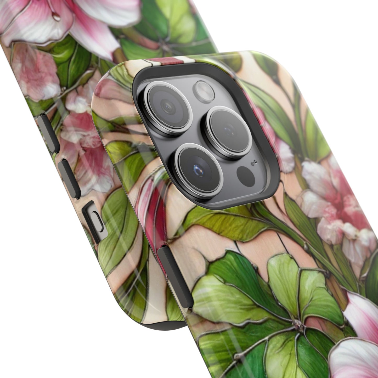 Elegant Pink & Green Floral MAGNETIC Tough Cases - Durable Phone Protection