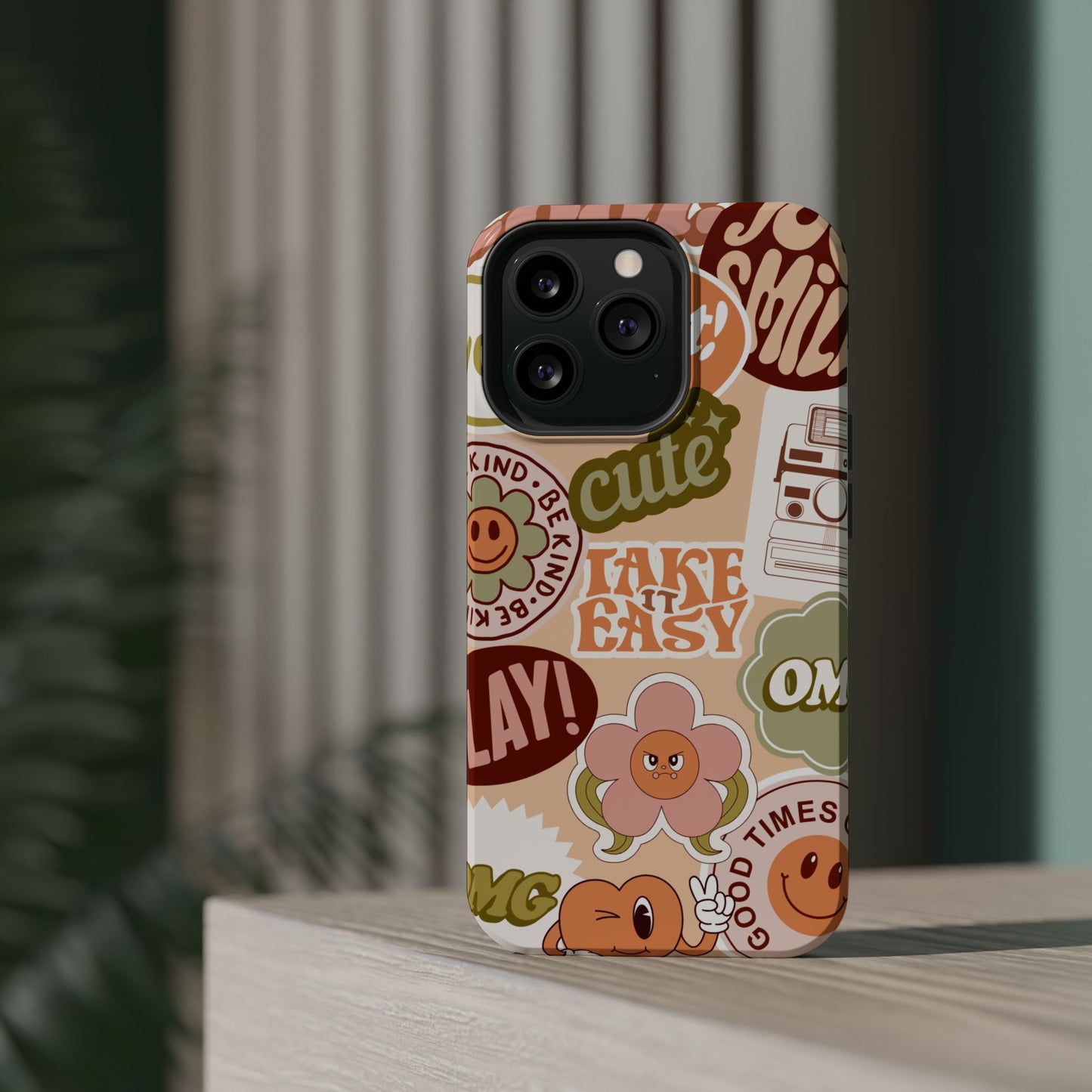 Cute Retro, Positive Affirmation Sticker Phone Case, Funky Phone Cover, Vibrant Design, Ideal Gift for Teens