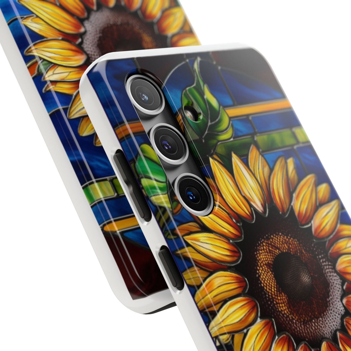 Vibrant Sunflower Tough Phone Case with Stained Glass Effect - Durable & Stylish Protection