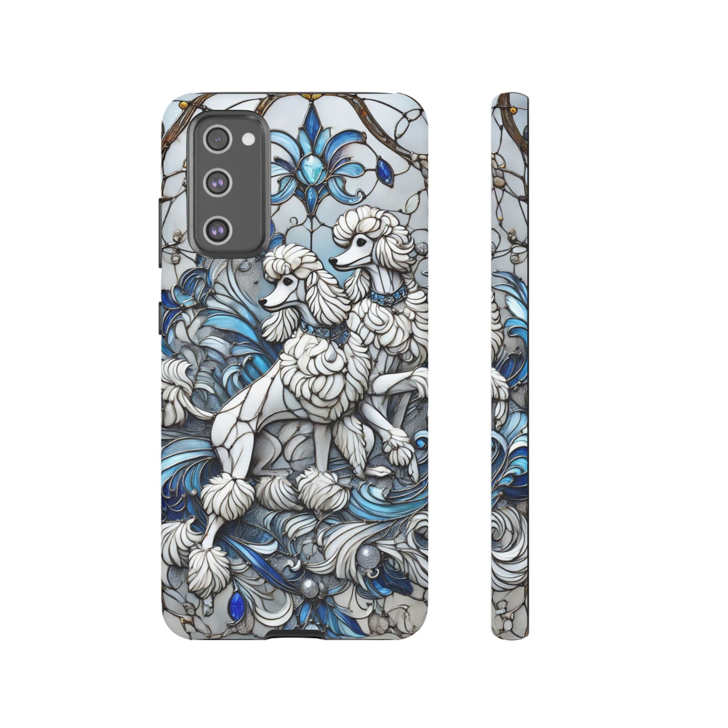 Phone Case - Elegant Blue and White Poodle Art for Samsung Phone