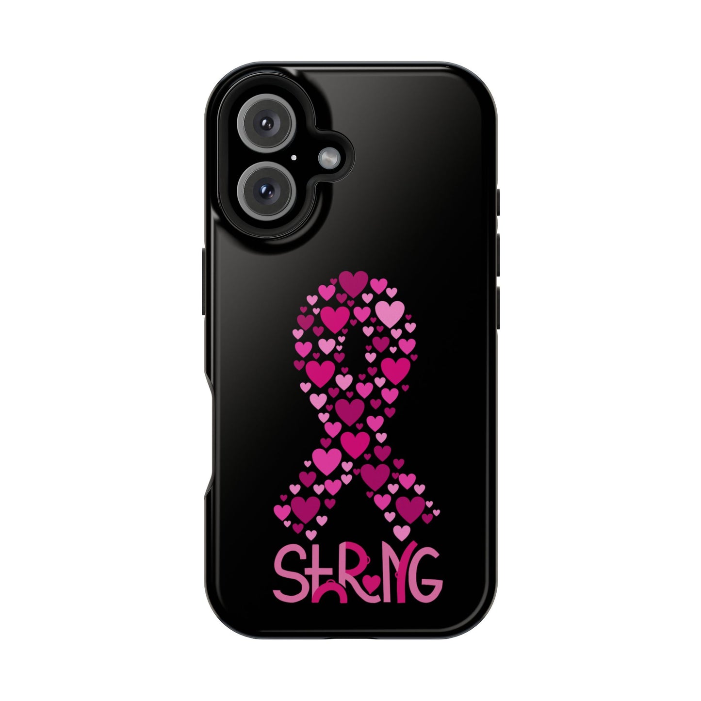 Pink Ribbon Magnetic Phone Case - Strong Heart Design, Cancer Awareness, Gift for Supporters for IPhone
