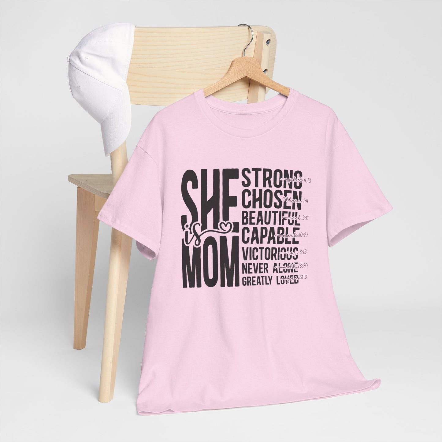 Empowering Mom T-Shirt - Strong, Chosen, Beautiful, Capable Design