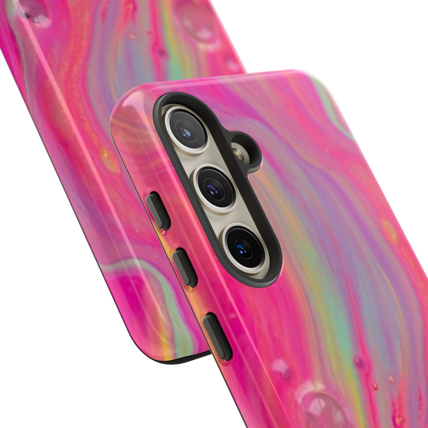 Pink Trendy Futuristic Tough Phone Case with Colorful Abstract Design for Samsung