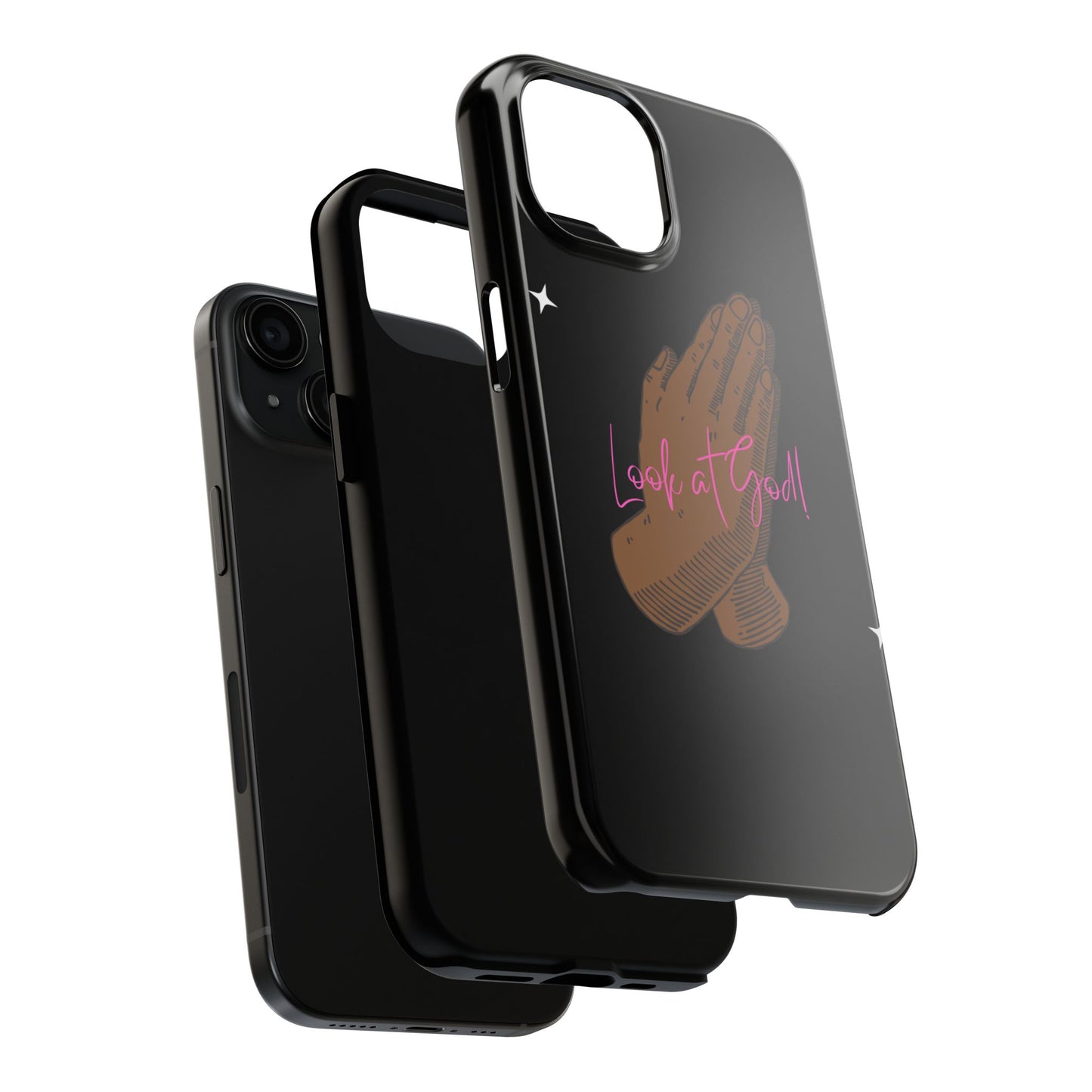 Phone Cases - 'Look at God' Praying Hands Religious Design Tough Case for iPhone