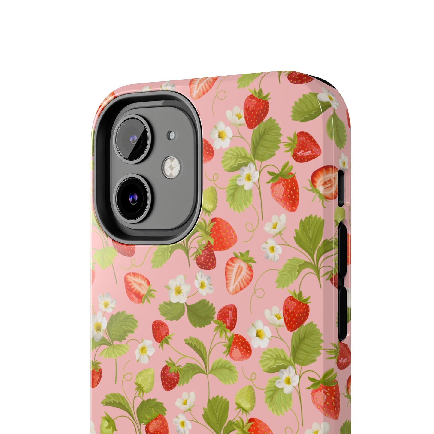 Strawberry Floral Tough Phone Case, Cute Phone Cover, Nature Lovers Gift, Summer Vibe, Durable Phone Protector, Trendy Tech Accessory