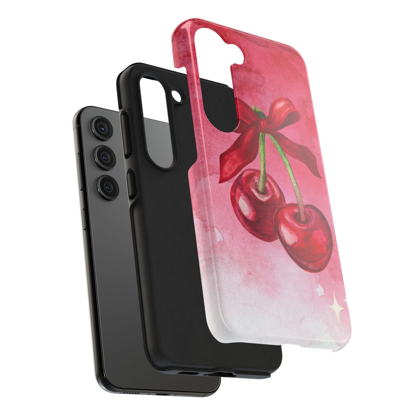 Red Watercolor Cherry and Bow Phone Case