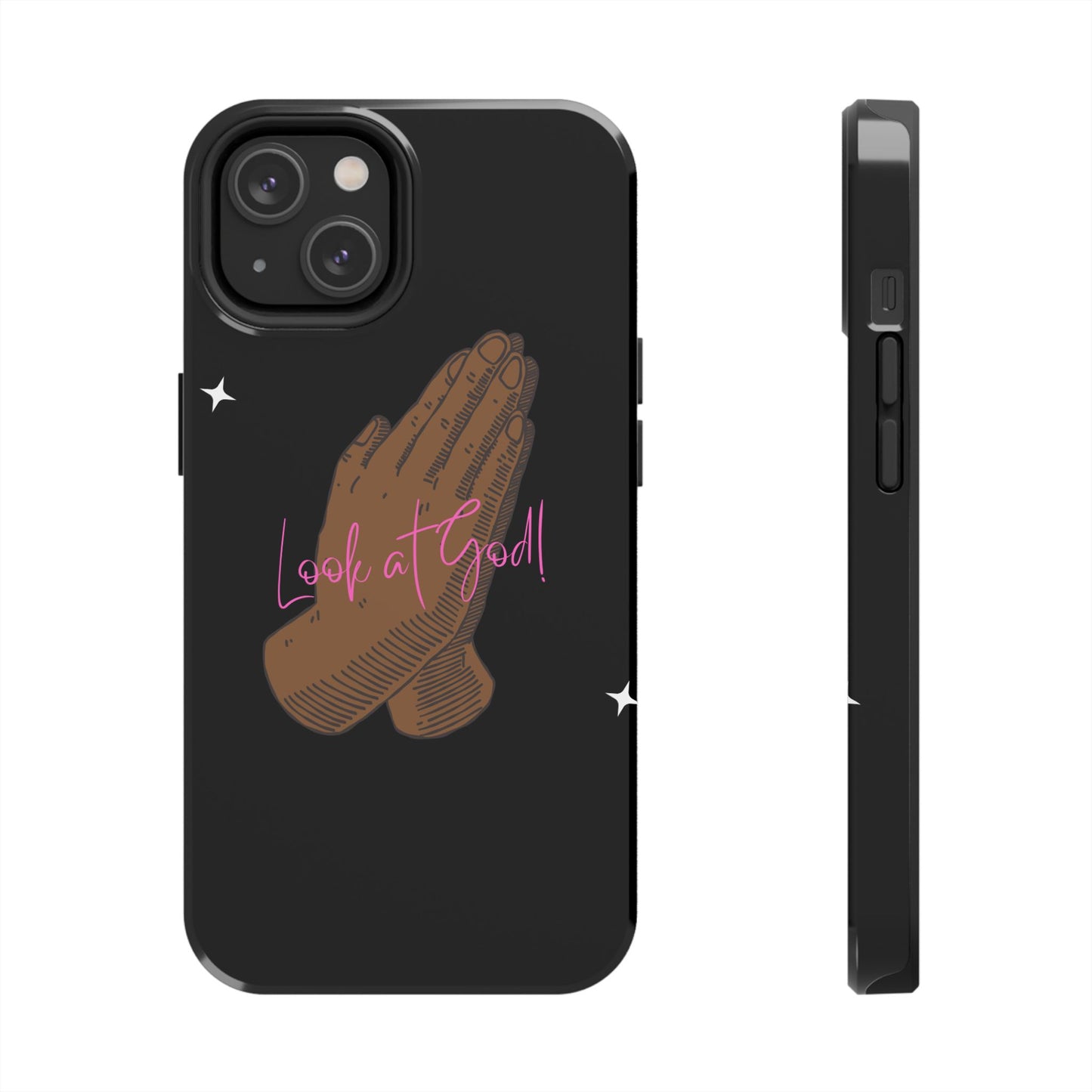 Phone Cases - 'Look at God' Praying Hands Religious Design Tough Case for iPhone