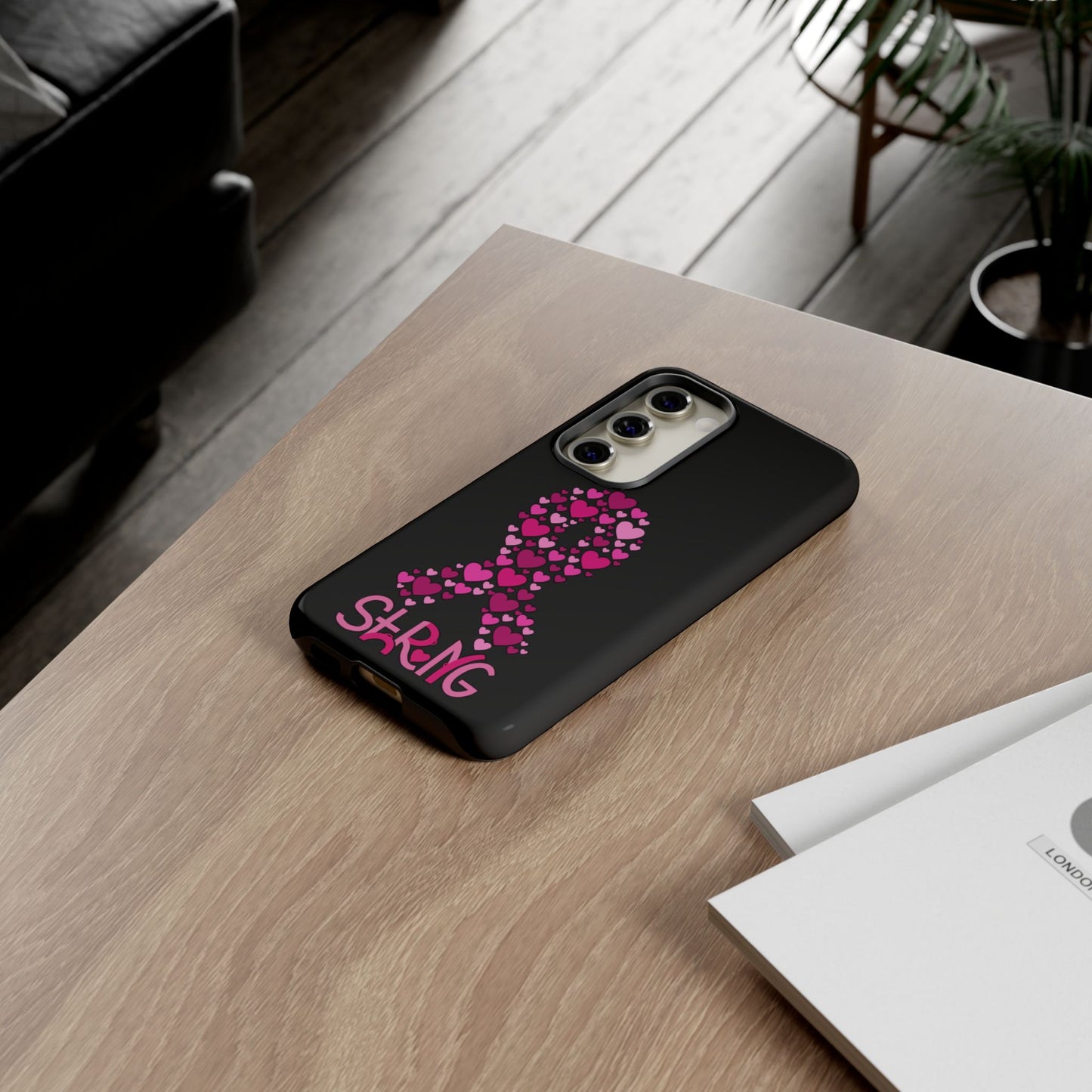 Pink Ribbon Phone Case - Strong Heart Design, Cancer Awareness, Gift for Supporters for Samsung
