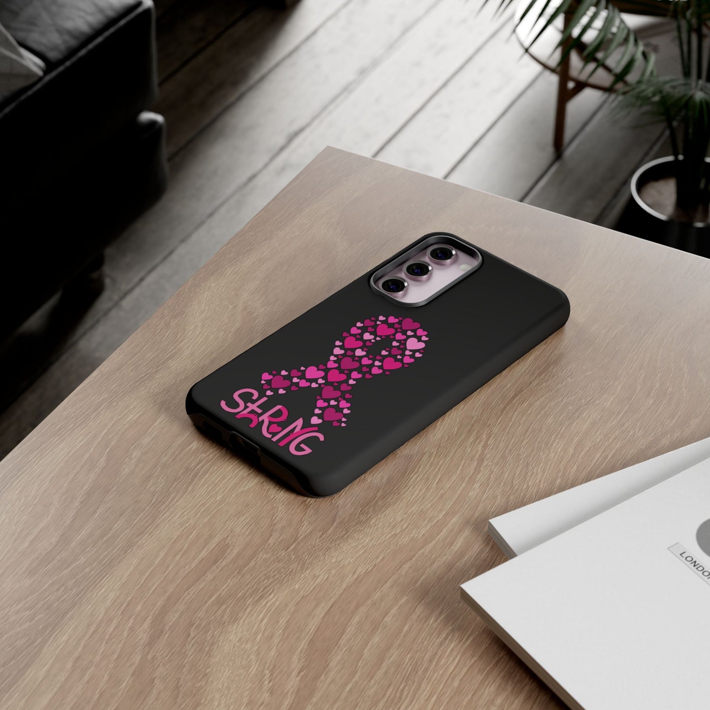 Pink Ribbon Phone Case - Strong Heart Design, Cancer Awareness, Gift for Supporters for Samsung