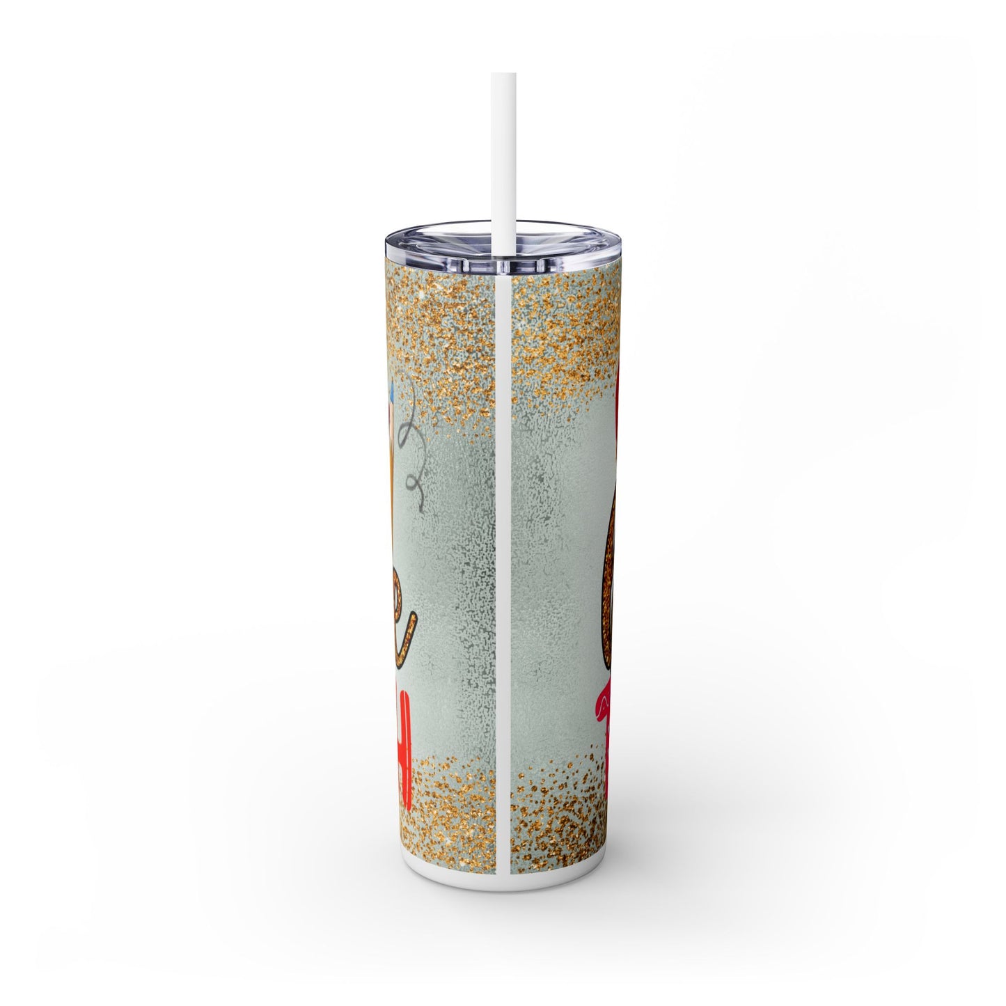 Only the Brave Teach 20oz Tumbler with Straw | Glitter Apple Design