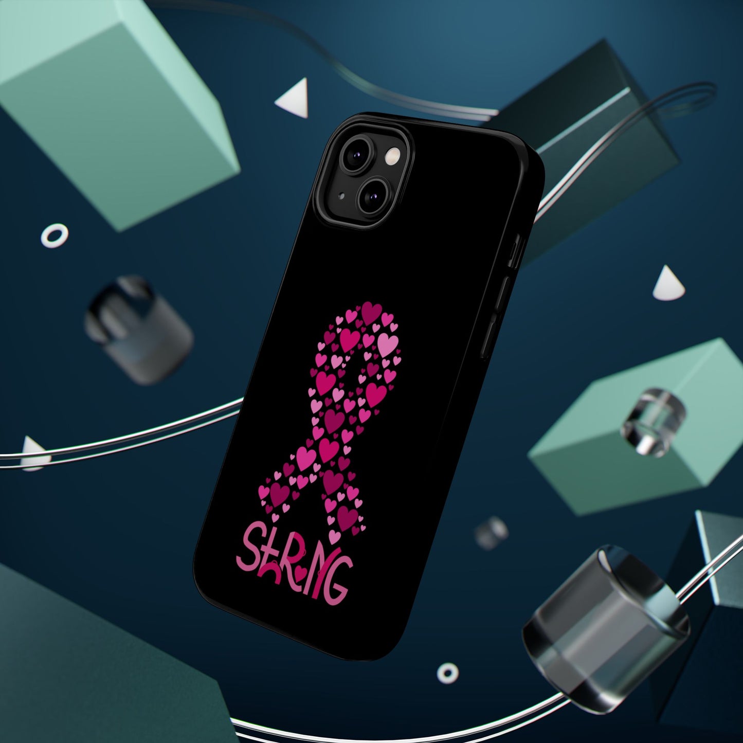 Pink Ribbon Magnetic Phone Case - Strong Heart Design, Cancer Awareness, Gift for Supporters for IPhone