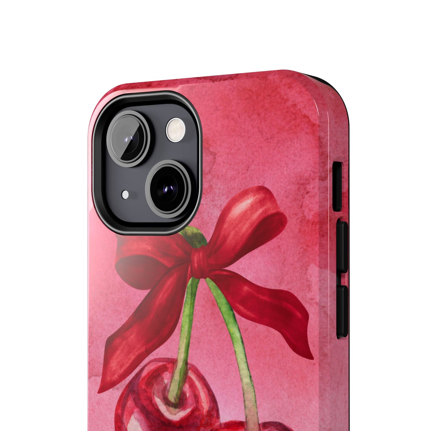 Red Watercolor Cherry and Bow Phone Case