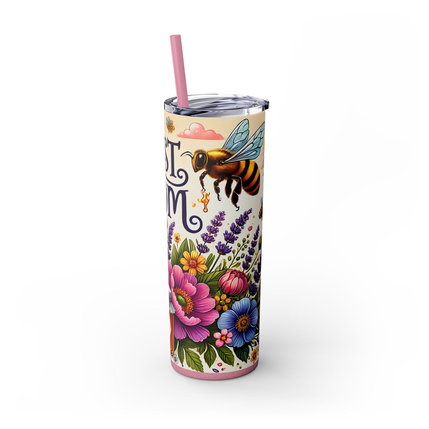 Best Mom Floral Skinny Tumbler with Straw – 20oz Insulated Drinkware for Mother's Day