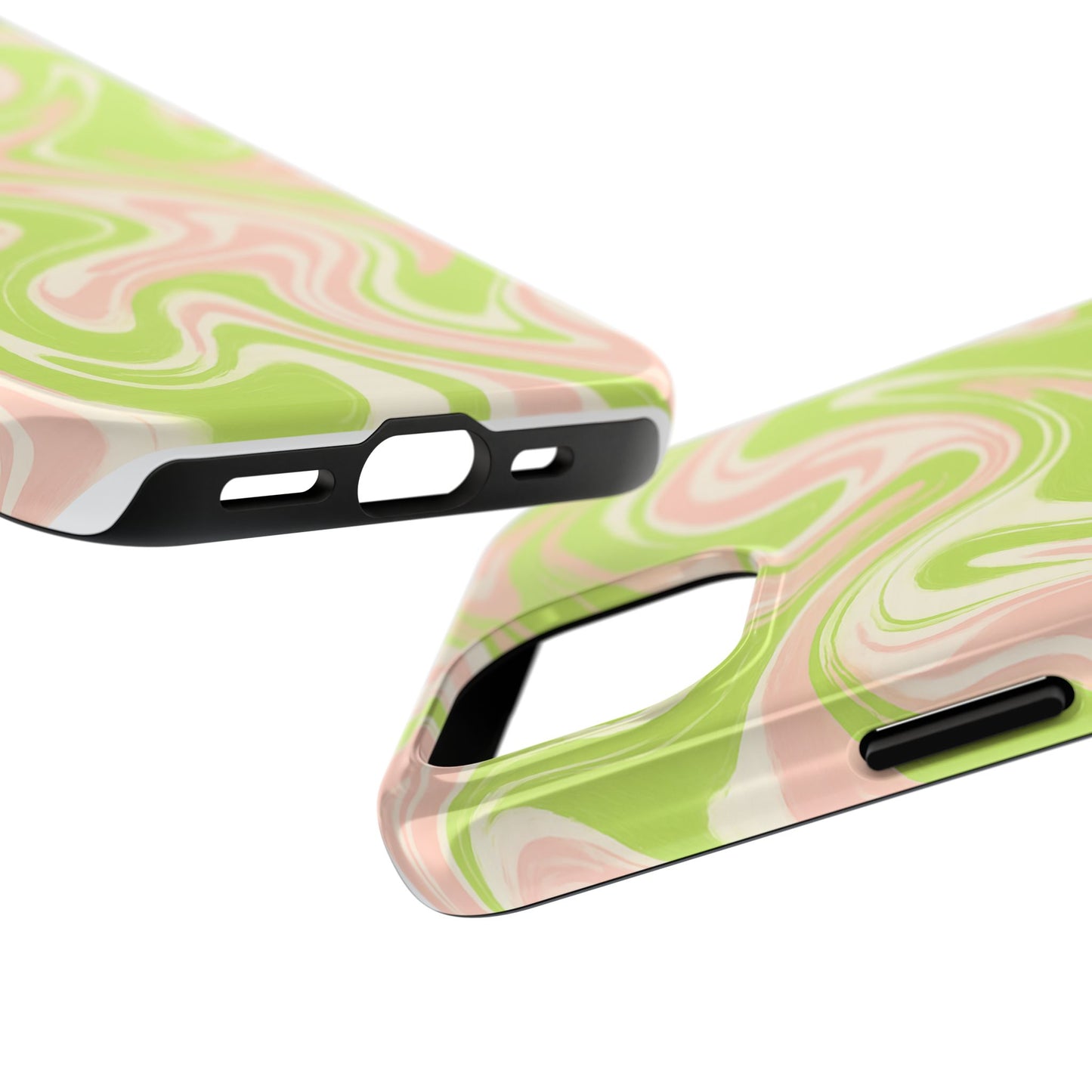 Pink & Green Stylish Tough Phone Case, Durable Protection, Gift for Friends, Colorful Marble Design
