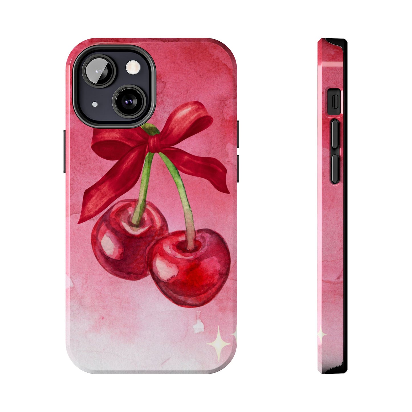 Red Watercolor Cherry and Bow Phone Case
