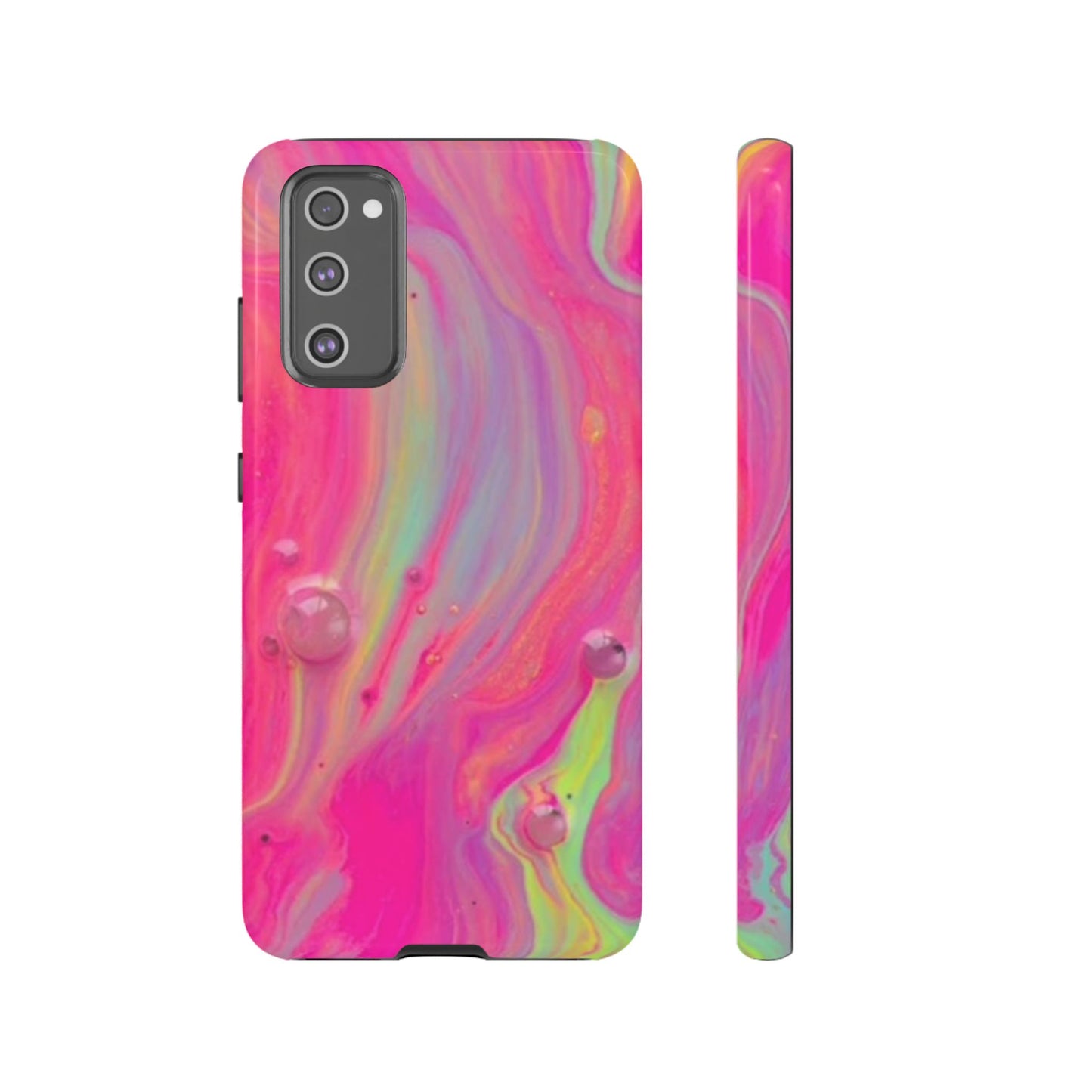 Pink Trendy Futuristic Tough Phone Case with Colorful Abstract Design for Samsung