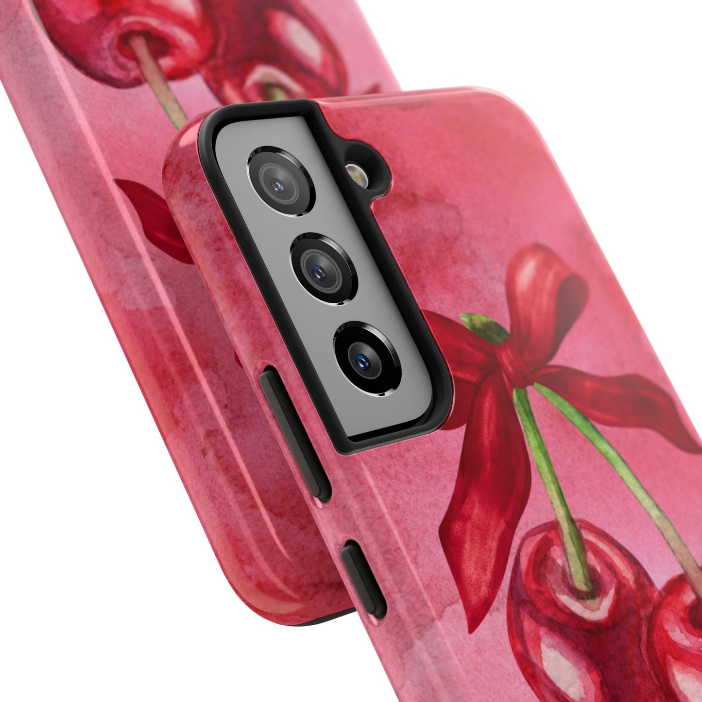 Red Watercolor Cherry and Bow Phone Case