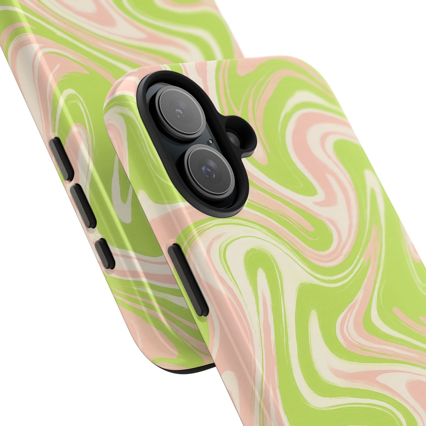 Pink & Green Stylish Tough Phone Case, Durable Protection, Gift for Friends, Colorful Marble Design
