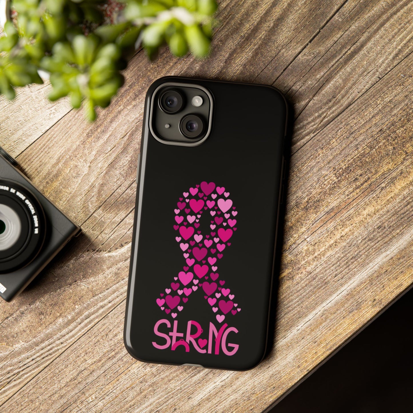 Pink Ribbon Phone Case - Strong Heart Design, Cancer Awareness, Gift for Supporters for IPhone