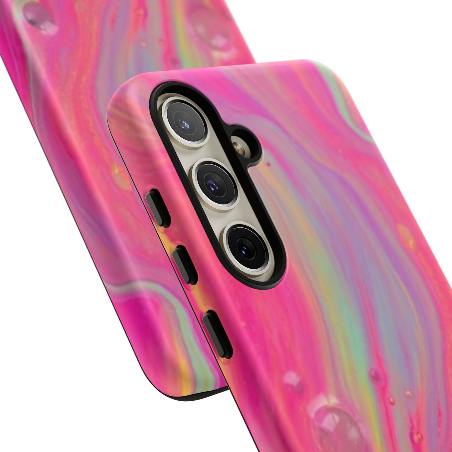 Pink Trendy Futuristic Tough Phone Case with Colorful Abstract Design for Samsung