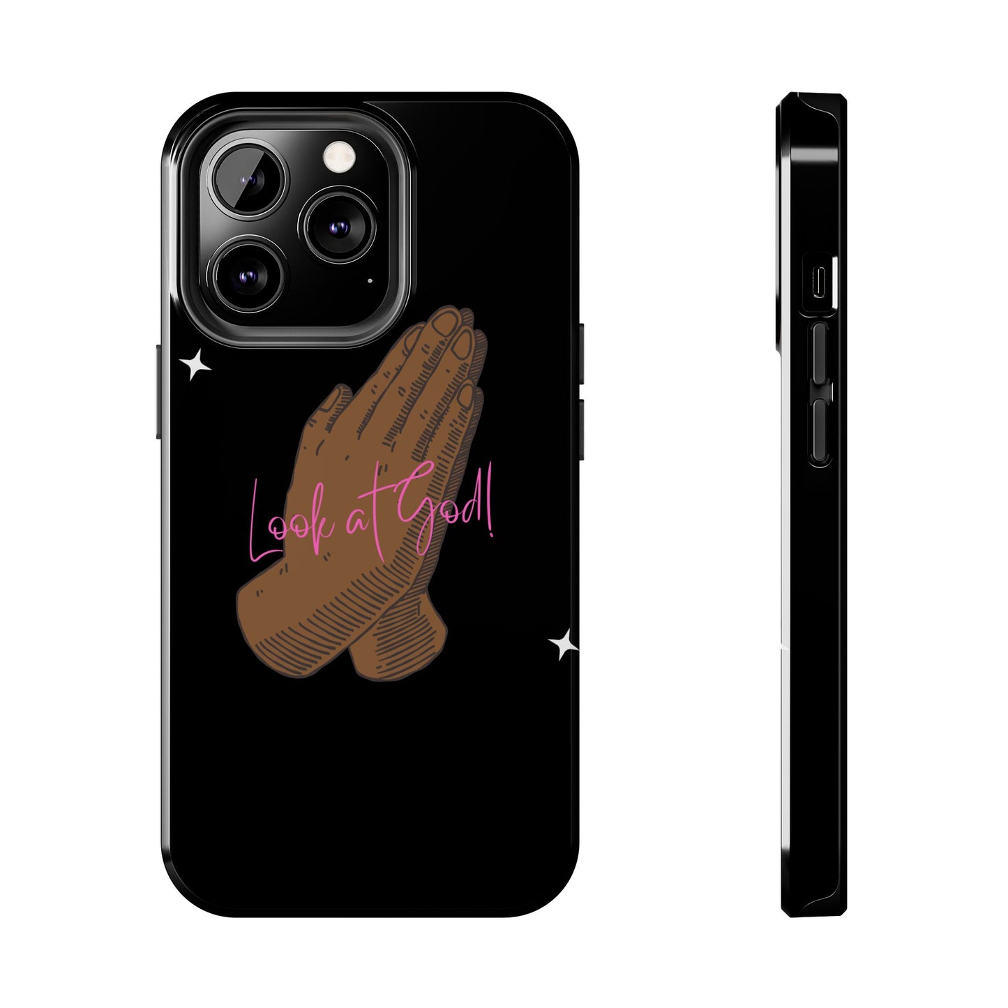 Phone Cases - 'Look at God' Praying Hands Religious Design Tough Case for iPhone